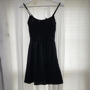 H&M Black Smocked Mini Sundress